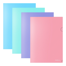 Папка-уголок пластиковая ErichKrause Diagonal Pastel, A4, непрозрачный, ассорти (в пакете по 12 шт.) 50170