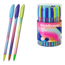 ErichKrause Neo® Stick Cool Ray 0.7 ballpoint pen, Super Glide Technology, ink color blue (in a tube of 60 pcs.) 61012