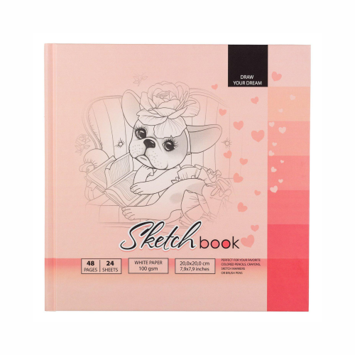 Sketchbook 7BC, 200x200mm, 24l, blank sheets Matte lamination dies.21404