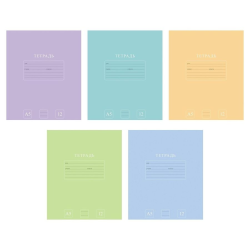 "ECO" Тетрадь 12л А5ф ЛИНИЯ 60-65г/кв.м на скобе 5 диз.в блоке серия -PUREcolour- 12Т5C2-PUREcolour-