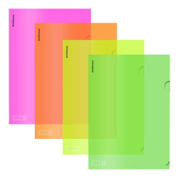 Папка-уголок пластиковая ErichKrause Glossy Neon, A4, полупрозрачный, ассорти (в пакете по 12 шт.) 50159 Папка-уголок пластиковая ErichKrause Glossy Neon, A4, полупрозрачный, ассорти (в пакете по 12 шт.) 50159