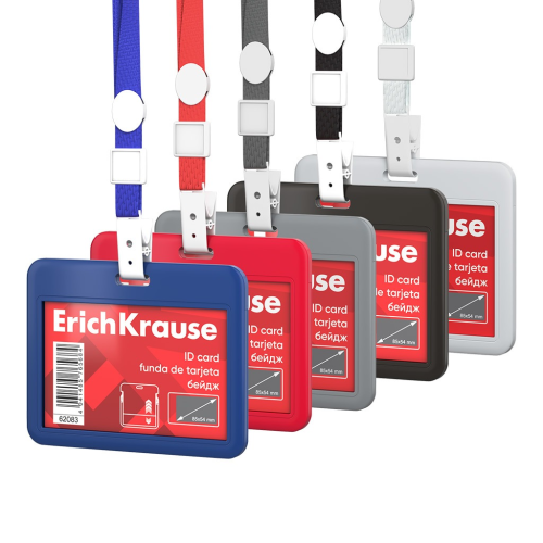 Horizontal badge complete with ErichKrause slider tape, ABC hard plastic, insert size 85x54 mm, assorted, in package 62085 Horizontal badge complete with ErichKrause slider tape, ABC hard plastic, insert size 85x54 mm, assorted, in package 62085