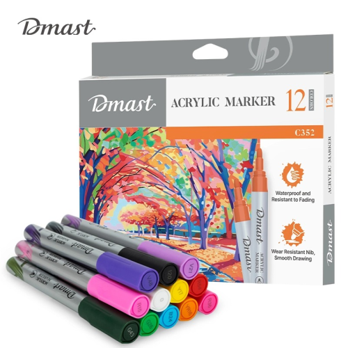 Акриловый маркер (12 PSATEL COLORS) 2mm Dmast Deli EC352