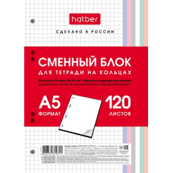 Replaceable 120L A5f block for notebooks on rings Universal perforation Multicolor cut in individual package Replaceable 120L A5f block for notebooks on rings Universal perforation Multicolor cut in individual package