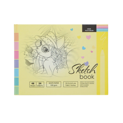 Sketchbook 7BC, 197x145mm, 24L, blank sheets of Mat.lamination diz.21393