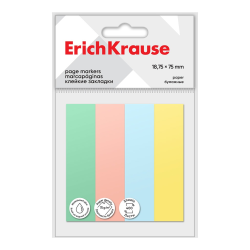 Adhesive paper bookmarks ErichKrause, 18.75x75 mm, 400 sheets, 4 colors 61551 Adhesive paper bookmarks ErichKrause, 18.75x75 mm, 400 sheets, 4 colors 61551