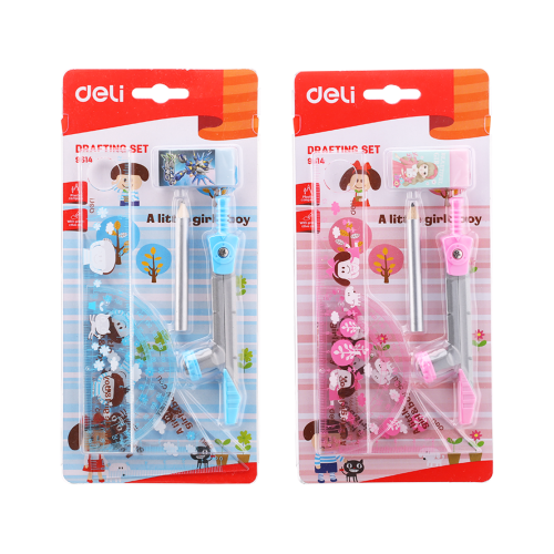 15cm ruler (set of compasses,ruler,protractor,2 corners,pencil,eraser) Deli E9614 15cm ruler (set of compasses,ruler,protractor,2 corners,pencil,eraser) Deli E9614