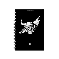 General notebook with plastic spiral cover ErichKrause Go Ahead, Black and White, A5, 80 sheets, cell 54121 General notebook with plastic spiral cover ErichKrause Go Ahead, Black and White, A5, 80 sheets, cell 54121
