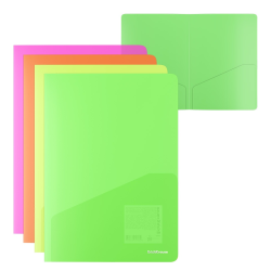 Папка-уголок пластиковая ErichKrause Glossy Neon, с 2 карманами, A4, полупрозрачный, ассорти (в пакете по 12 шт.) 53603 Папка-уголок пластиковая ErichKrause Glossy Neon, с 2 карманами, A4, полупрозрачный, ассорти (в пакете по 12 шт.) 53603