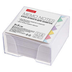 Блок бумаги для заметок Hatber 9х9х4,5см цветной 5 цв. в пластик.боксе