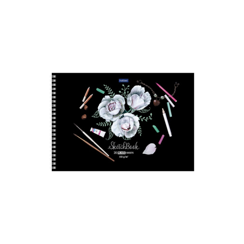 Premium АЛЬБОМ для рисования SketchBook 20л А4ф блок из черной бумаги 160г/кв.м жесткая подложка на гребне-Нежные цветы- Premium АЛЬБОМ для рисования SketchBook 20л А4ф блок из черной бумаги 160г/кв.м жесткая подложка на гребне-Нежные цветы-