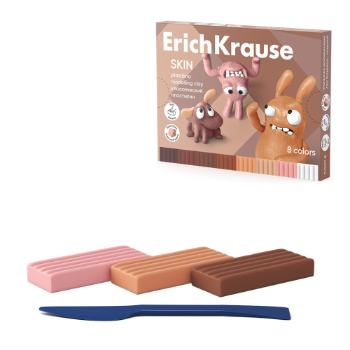 Classic ErichKrause Jolly Friends Skin plasticine 8 colors with stack, 144 g (in a box of 8 pieces) 61353 Classic ErichKrause Jolly Friends Skin plasticine 8 colors with stack, 144 g (in a box of 8 pieces) 61353