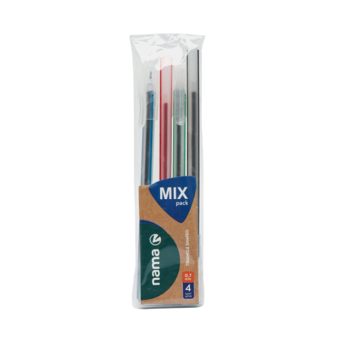 Nama Triangle pen-0.7mm-4(1-blue,1-black,1-red,1-green) 4 pcs in a pack Tri-5mx-7-Mixpack Nama Triangle pen-0.7mm-4(1-blue,1-black,1-red,1-green) 4 pcs in a pack Tri-5mx-7-Mixpack
