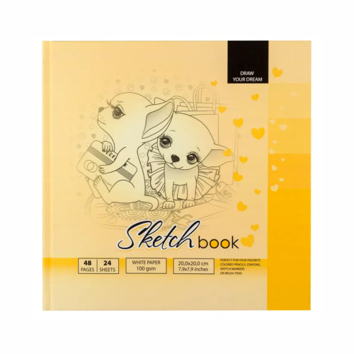 Sketchbook 7BC, 200x200mm, 24l, blank sheets Matte lamination diesel.2126