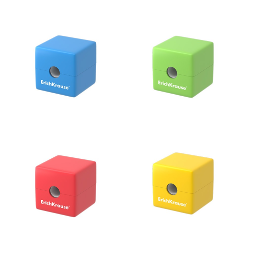 ErichKrause S-Cube plastic sharpener, Neon, with container, assorted (in a 24-piece display box) 50141 ErichKrause S-Cube plastic sharpener, Neon, with container, assorted (in a 24-piece display box) 50141