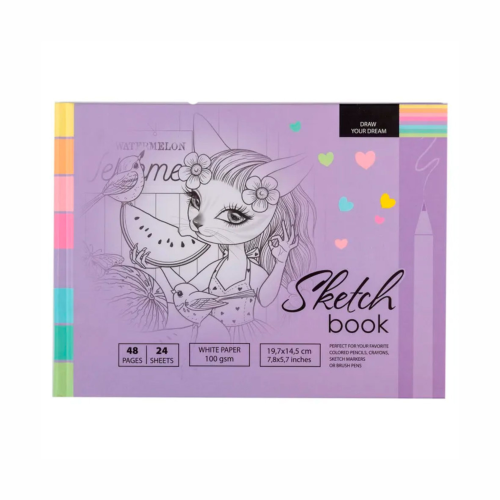 Sketchbook 7BC, 197x145mm, 24l, blank sheets Mat.lamination dies.2116