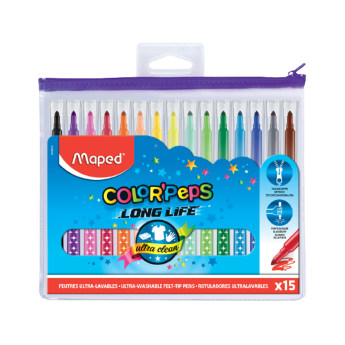 Фломастер Maped (15цв.Color'Peps Zip bag)