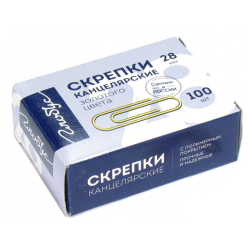 Скрепки канцелярские "Quality" L28 мм, 100 шт. золотые, евробокс С28-100 З Скрепки канцелярские "Quality" L28 мм, 100 шт. золотые, евробокс С28-100 З
