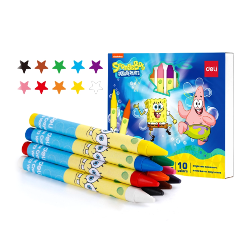 Мелки восковые SpongeBob 10цв. Deli EC219-10