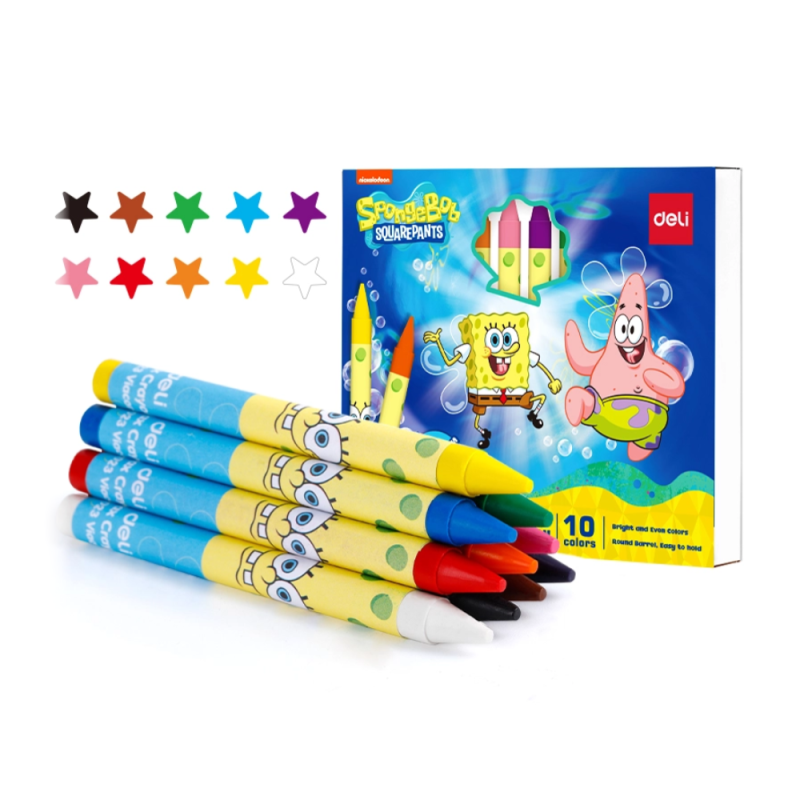 Мелки восковые SpongeBob 10цв. Deli EC219-10