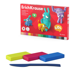Classic ErichKrause Jolly Friends plasticine 18 colors with stack, 324 g (in a box of 18 pieces) 61349 Classic ErichKrause Jolly Friends plasticine 18 colors with stack, 324 g (in a box of 18 pieces) 61349