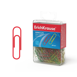 Скрепки металлические с виниловым покрытием ErichKrause Classic, 28мм, ассорти (в пластиковой коробке по 200 шт.) 19740 Скрепки металлические с виниловым покрытием ErichKrause Classic, 28мм, ассорти (в пластиковой коробке по 200 шт.) 19740