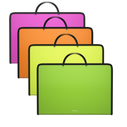 Plastic zipper folder ErichKrause Matt Neon, with handles, A4, assorted (in a package of 4 pcs.) 55413 Plastic zipper folder ErichKrause Matt Neon, with handles, A4, assorted (in a package of 4 pcs.) 55413