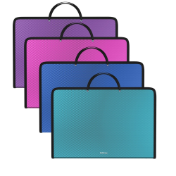 Plastic zipper folder ErichKrause Diagonal Vivid, with handles, A4, assorted (in a package of 4 pcs.) 47087 Plastic zipper folder ErichKrause Diagonal Vivid, with handles, A4, assorted (in a package of 4 pcs.) 47087