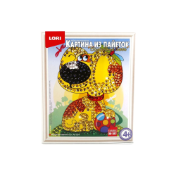Картина из пайеток "Игривый щенок" Картина из пайеток "Игривый щенок"