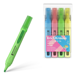 Set of 4 textmarkers with ErichKrause Visioline V-14 Liquid Pastel liquid ink, assorted ink color (in PVC bag) 58360 Set of 4 textmarkers with ErichKrause Visioline V-14 Liquid Pastel liquid ink, assorted ink color (in PVC bag) 58360
