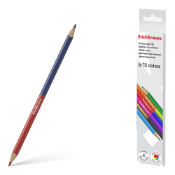Colored pencils made of wood ErichKrause Bicolor triangular double-sided 12 colors (in a box with a European weight of 6 pcs) 50530