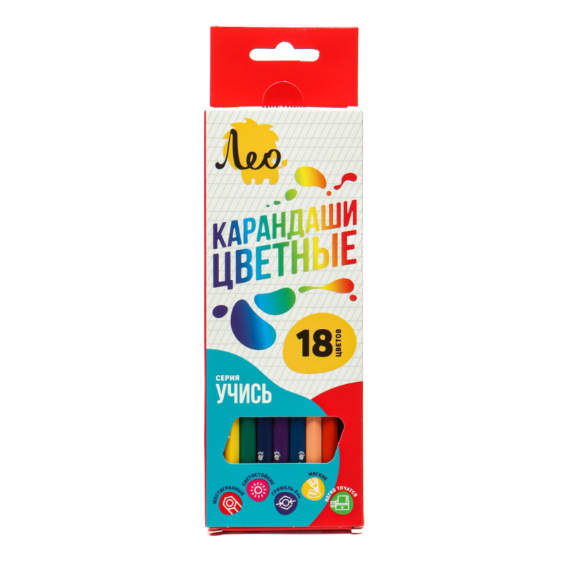 "Лео" "Учись" Набор цветных карандашей LNSCP-18 заточенный 8 х 18 цв. .