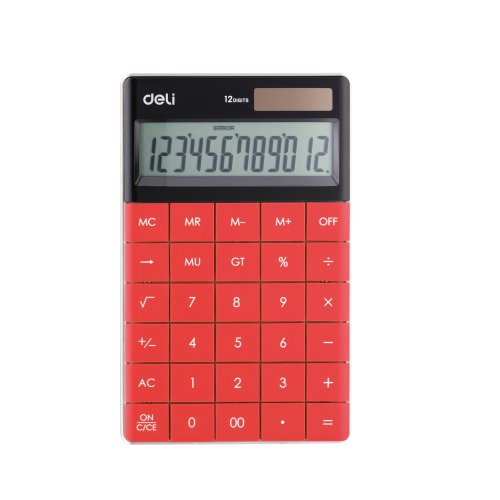 Calculator, 12 digits, "Deli" E1589 (red)