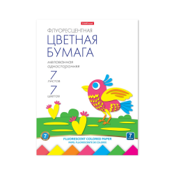 Fluorescent colored coated one-sided paper in ErichKrause folder, A4, 7 sheets, 7 colors, toy set for children's creativity 58484 Fluorescent colored coated one-sided paper in ErichKrause folder, A4, 7 sheets, 7 colors, toy set for children's creativity 58484