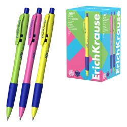 ErichKrause JOY® Matic automatic ballpoint pen&Grip Neon 0.7, Super Glide Technology, ink color blue (in a box of 50 pieces) 43347