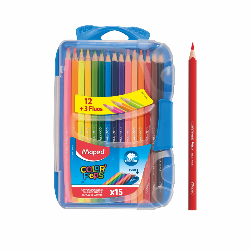 Карандаши цвет.Maped(15цвColor'Peps в пласт.пенал)