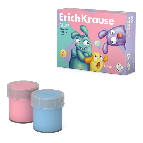 Гуашь ErichKrause Jolly Friends Pastel 12 цветов по 20 мл (в коробке 12 шт) 61419