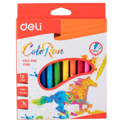 Washable felt-tip pen (12 colors) Deli EC10000
