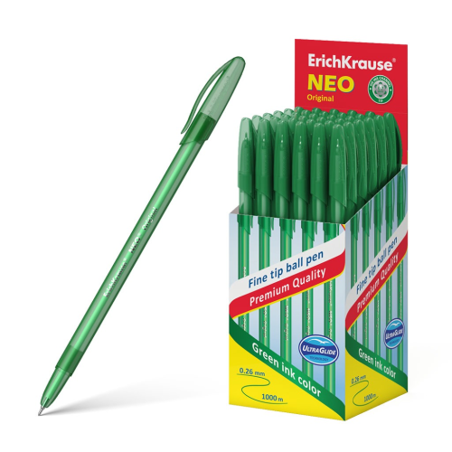 Ручка шариковая ErichKrause Neo® Stick Original 0.7, Super Glide Technology, цвет чернил зеленый (в коробке по 50 шт.) 46518 Ручка шариковая ErichKrause Neo® Stick Original 0.7, Super Glide Technology, цвет чернил зеленый (в коробке по 50 шт.) 46518