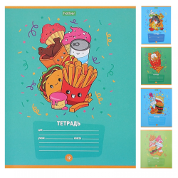 "ECO" Тетрадь 12л А5ф Класс "С" клетка на скобе серия -Фаст фуд пати-